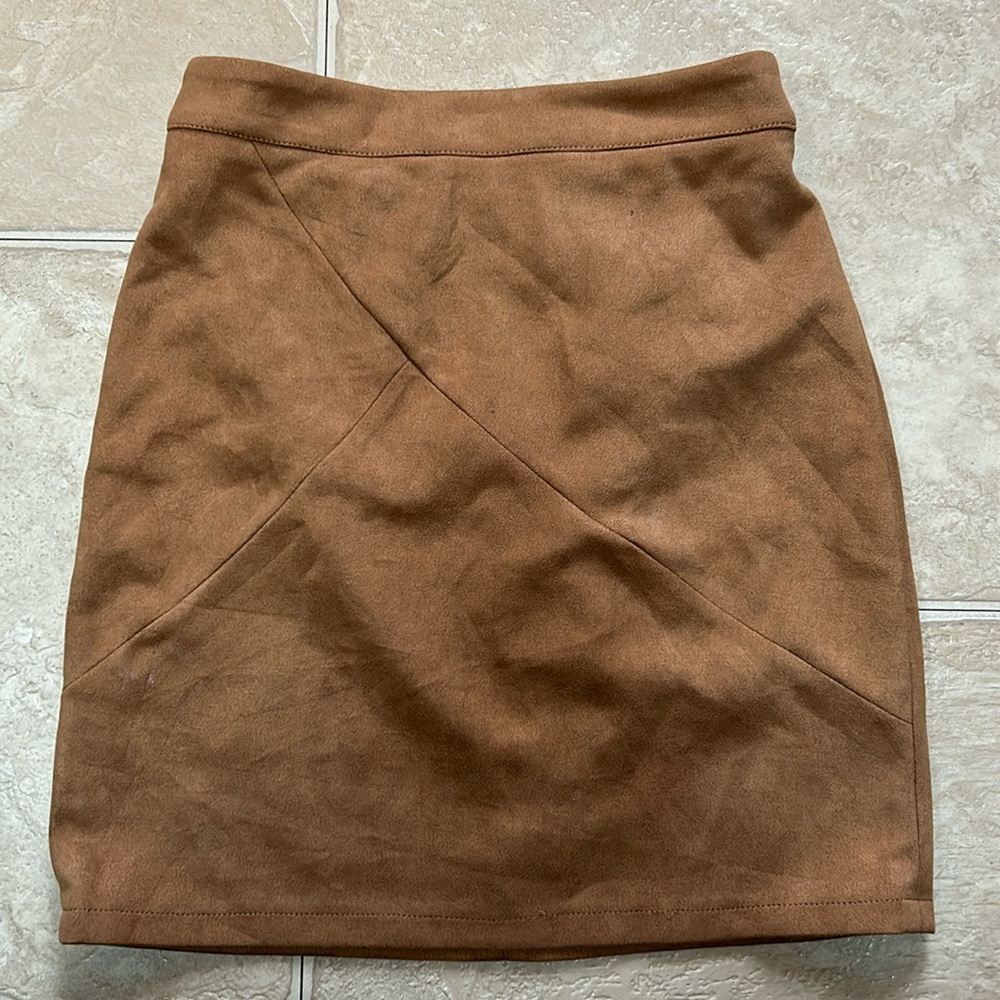 Tan faux suede skirt